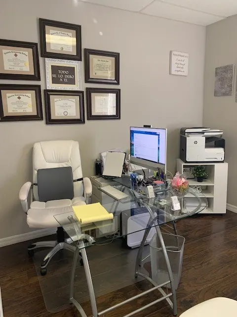 Inés Reynoso's desk in the Quality Paralegal Services office on East Colonial Drive